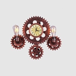 Vintage Industriële Wandlampen Hout Tandwiel Vorm Creatieve Draaibare Verlichting Restaurant Café Bar Decoratieverlichting
