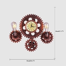 Vintage Industriële Wandlampen Hout Tandwiel Vorm Creatieve Draaibare Verlichting Restaurant Café Bar Decoratieverlichting