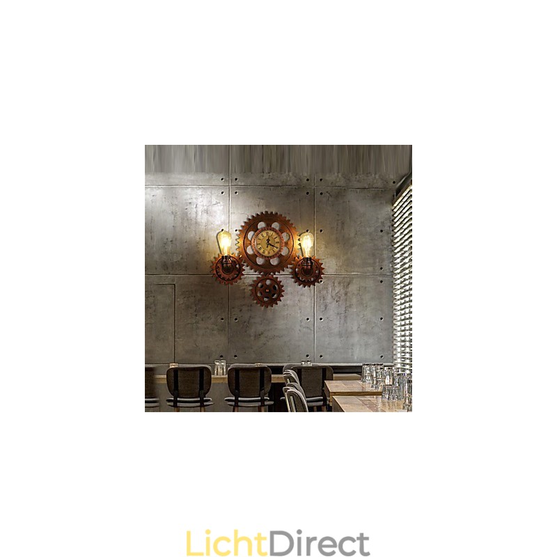 Vintage Industriële Wandlampen Hout Tandwiel Vorm Creatieve Draaibare Verlichting Restaurant Café Bar Decoratieverlichting