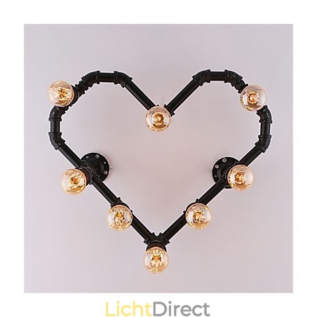 Vintage Waterpijp Liefdevol Hart Creatieve Wandlampen Industrieel Woonkamer Restaurant Bars Café Decoratie Wandlampen