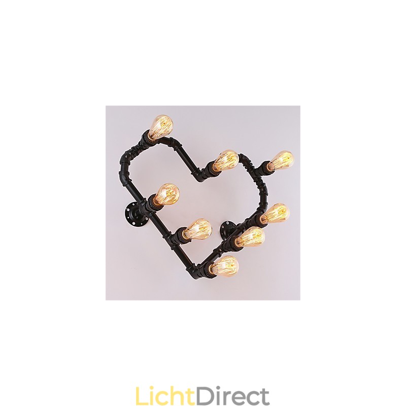 Vintage Waterpijp Liefdevol Hart Creatieve Wandlampen Industrieel Woonkamer Restaurant Bars Café Decoratie Wandlampen