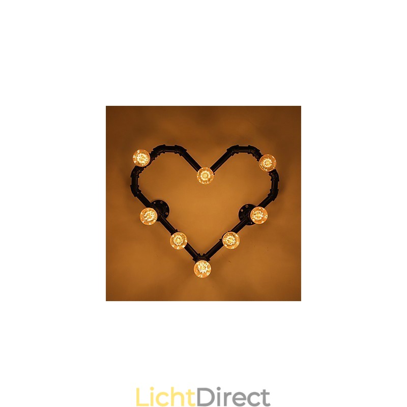 Vintage Waterpijp Liefdevol Hart Creatieve Wandlampen Industrieel Woonkamer Restaurant Bars Café Decoratie Wandlampen