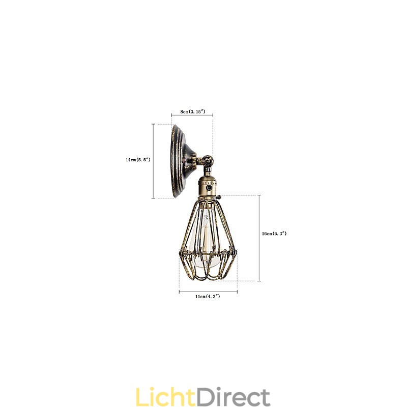 Wandlampen Vintage Indoor Hoek Verstelbare Metalen Wandlamp Retro Draadkooi Wandlamp