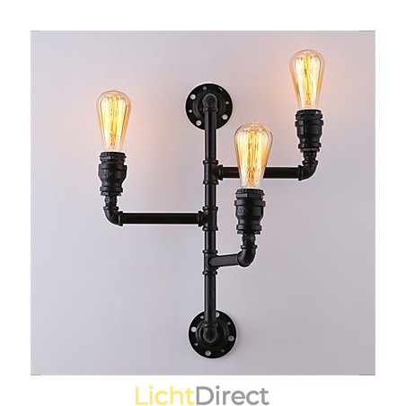 Vintage industriële pijp wandlampen zwarte creatieve verlichting restaurant café bar decoratieve verlichting met 3 lichts geverfde afwerking Vintage industriële pijp wandlampen zwarte creatieve verlichting restaurant café bar decoratieve verlichting met 3 lichts geverfde afwerking