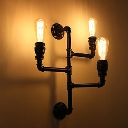 Vintage industriële pijp wandlampen zwarte creatieve verlichting restaurant café bar decoratieve verlichting met 3 lichts geverfde afwerking