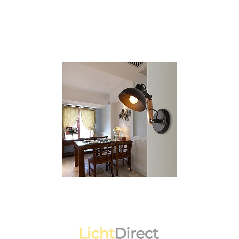Vintage Hout Art Deco Metaal Metaal Rustiek Wandlamp Woonkamer Eetkamer Hal Wandlamp Zwart Wit Optioneel