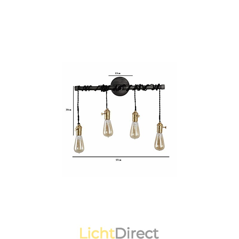 Vintage industriële buis wandlampen met schakelaar creatieve verlichting restaurant café bar decoratieve verlichting met 4 lichts geverfde afwerking