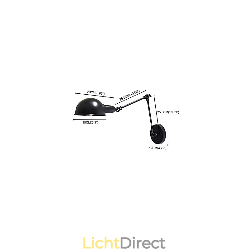 Wandlamp van ijzer Opvouwbaar Zwart Eenvoudige Retro Wandlamp Enkele Kop Decoratieve Wandlamp Europese Stijl