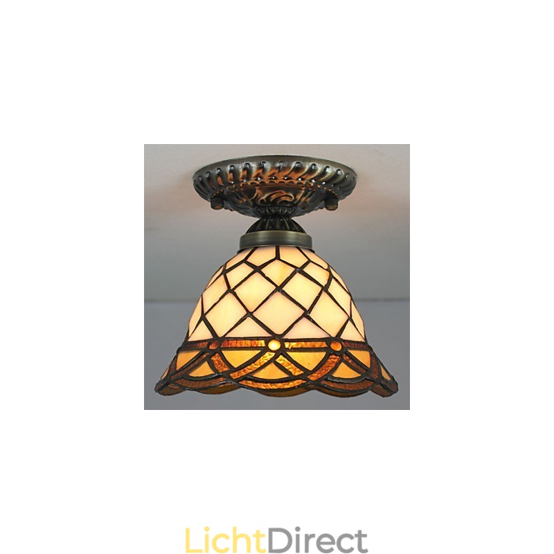 Europees Landelijk Creatief Kunst Gebrandschilderd Glas Absorb Koepel Lamp Licht