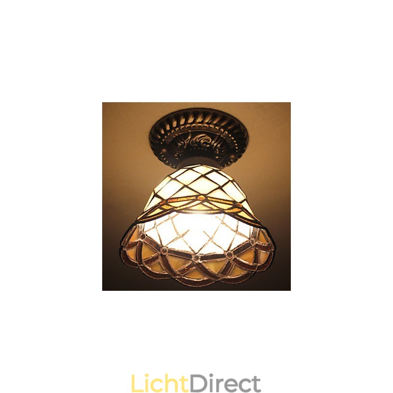 Europees Landelijk Creatief Kunst Gebrandschilderd Glas Absorb Koepel Lamp Licht