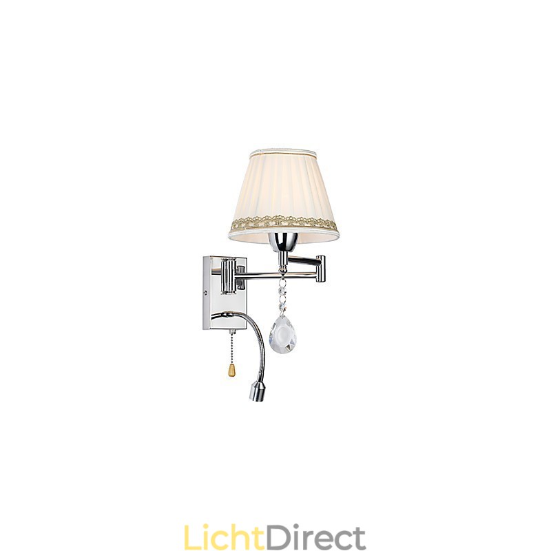 Moderne eigentijdse rustieke lodge moderne eigentijdse landelijke chromen functie voor kristallen zwenkarm wandlamp