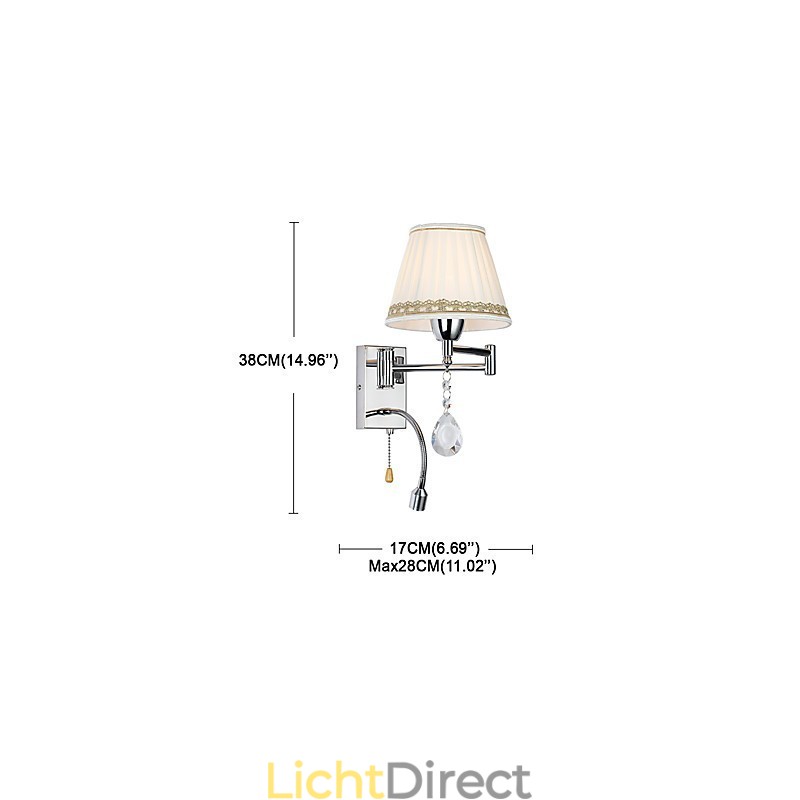 Moderne eigentijdse rustieke lodge moderne eigentijdse landelijke chromen functie voor kristallen zwenkarm wandlamp