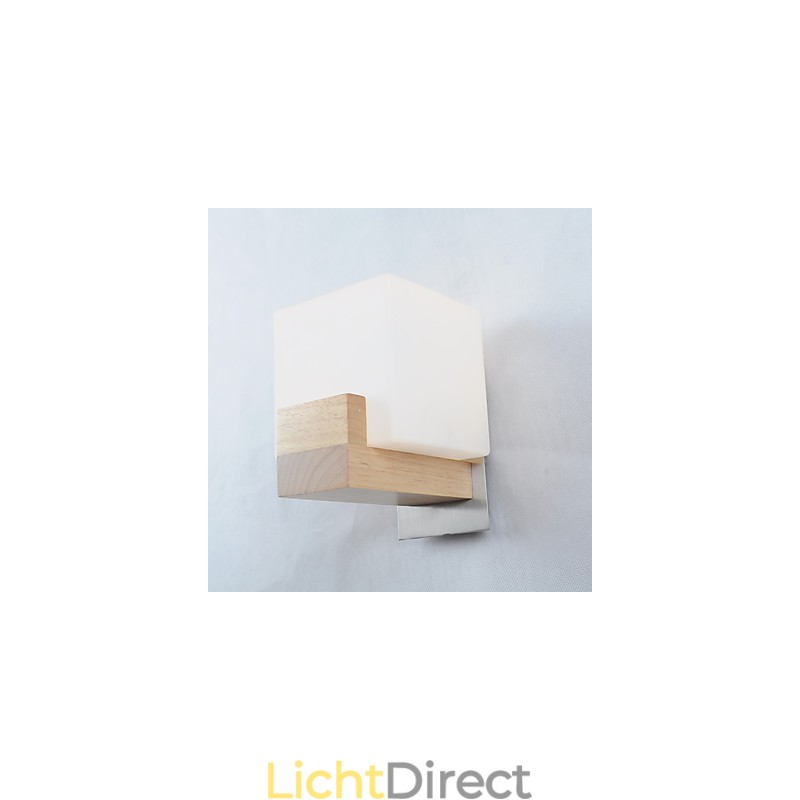 Eenvoudige wandlamp, nachtkastje, bureaulamp met glazen kap en massief hout voor slaapkamer, ladekast, woonkamer, babykamer, studentenkamer, salontafel, boekenkast