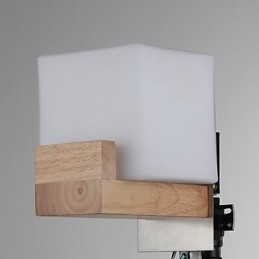 Eenvoudige wandlamp, nachtkastje, bureaulamp met glazen kap en massief hout voor slaapkamer, ladekast, woonkamer, babykamer, studentenkamer, salontafel, boekenkast