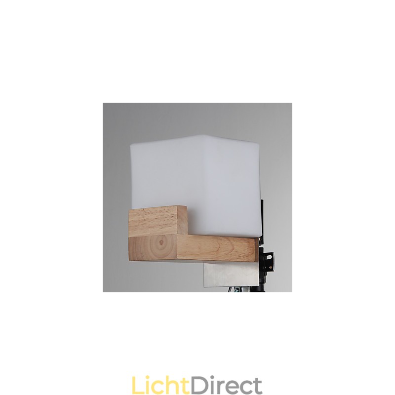 Eenvoudige wandlamp, nachtkastje, bureaulamp met glazen kap en massief hout voor slaapkamer, ladekast, woonkamer, babykamer, studentenkamer, salontafel, boekenkast