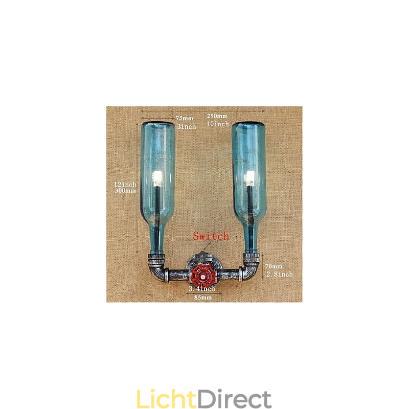 Retro Industriële Wind Switch Waterfles Wandlamp Wandlamp Blauw