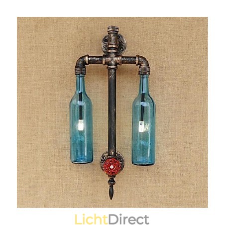 Amerikaans thema restaurant bar ijzer met schakelaar waterpijp wijnfles wandlamp blauw Amerikaans thema restaurant bar ijzer met schakelaar waterpijp wijnfles wandlamp blauw