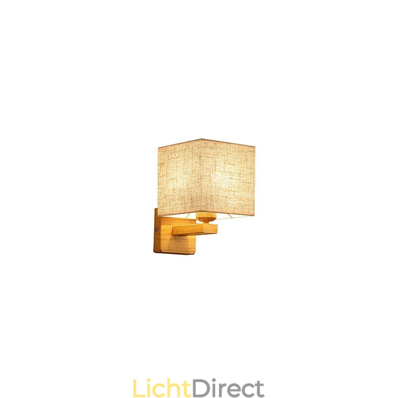 Minimalistische tafellamp van massief hout, nachtkastjelamp