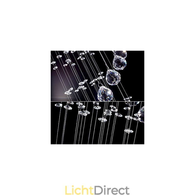 Kristallen hanglamp kroonluchter verlichting 5 lampen zilveren luifel helder K9 kristal helix plafondlampen