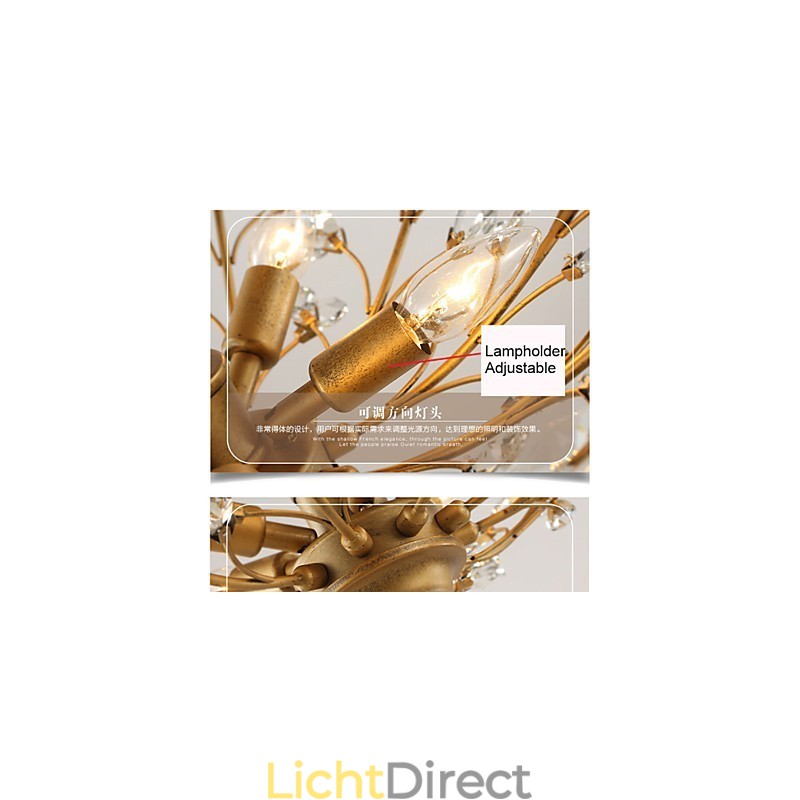 Vintage Crystal Flush Mount Metalen Schilderij Zwart OF Goud