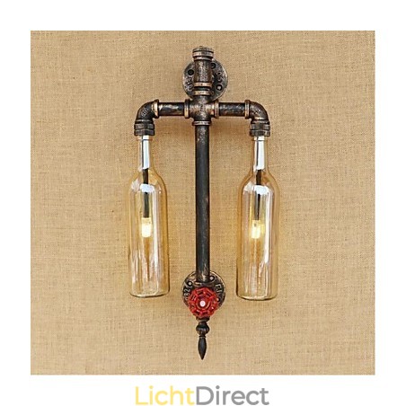 Amerikaans thema restaurant bar ijzer met schakelaar waterpijp wijnfles wandlamp amber