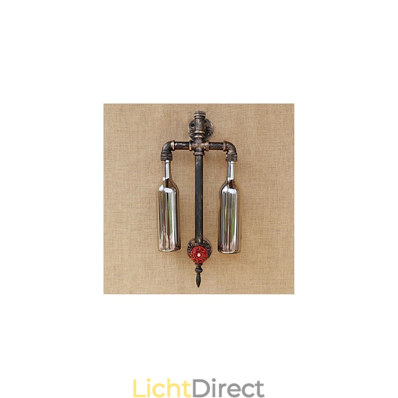 Amerikaans thema restaurant bar ijzer met schakelaar waterpijp wijnfles wandlamp grijs