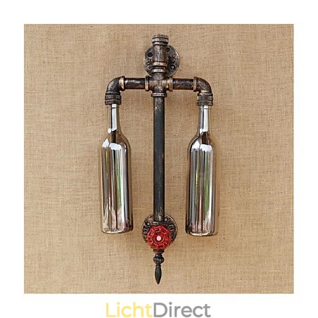 Amerikaans thema restaurant bar ijzer met schakelaar waterpijp wijnfles wandlamp grijs