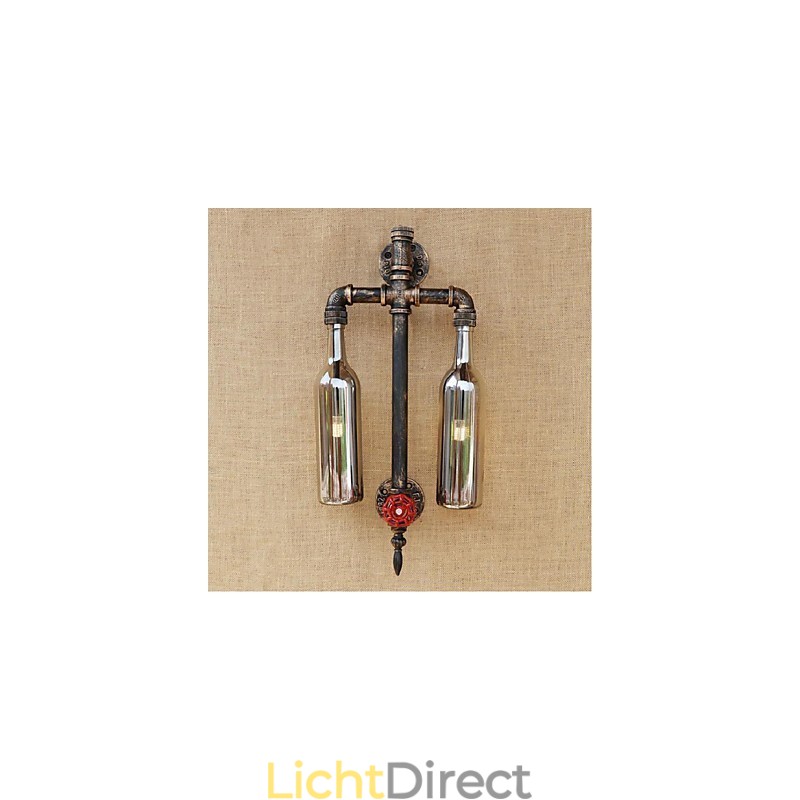 Amerikaans thema restaurant bar ijzer met schakelaar waterpijp wijnfles wandlamp grijs