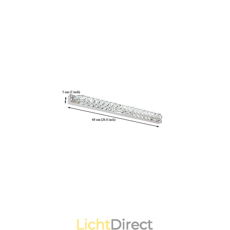 Lange hoogwaardige spiegellamp badkamerverlichting metaal en kristal wandlamp