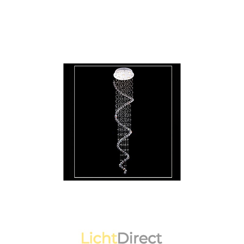 Kristallen hanglamp kroonluchter verlichting 5 lampen zilveren luifel helder K9 kristal helix plafondlampen