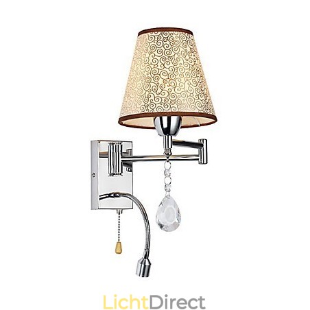 Wandlamp voor slaapkamer Leeslamp Stoffen lamp Modern Hedendaags Landelijk Chroom Kenmerk voor Kristallen Zwenkarm Wandlamp voor slaapkamer Leeslamp Stoffen lamp Modern Hedendaags Landelijk Chroom Kenmerk voor Kristallen Zwenkarm