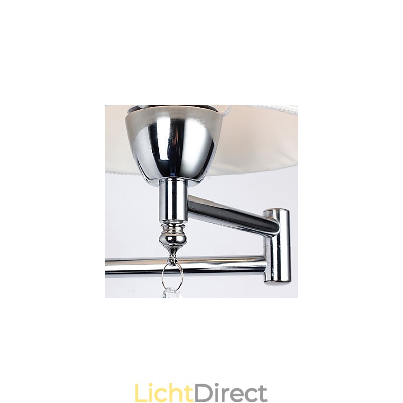 Wandlamp voor slaapkamer Leeslamp Stoffen lamp Modern Hedendaags Landelijk Chroom Kenmerk voor Kristallen Zwenkarm