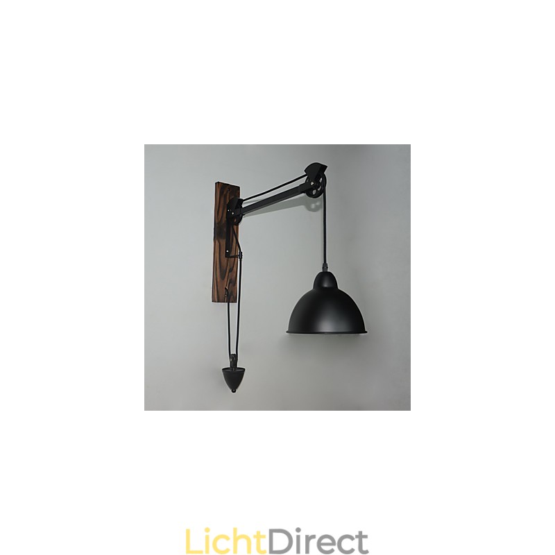 Amerikaanse landelijke stijl wandlamp retro creatief Houten katrol wandlamp