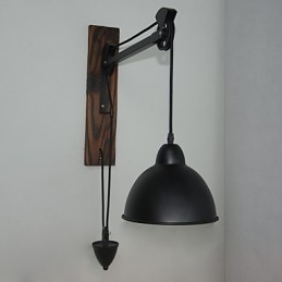 Amerikaanse landelijke stijl wandlamp retro creatief Houten katrol wandlamp