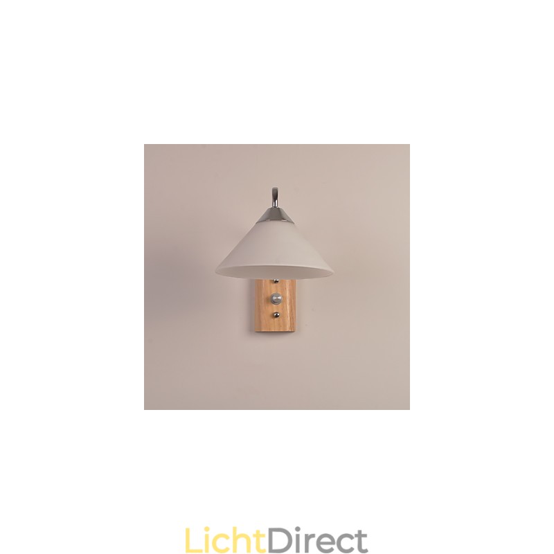 Eenvoudige wandlamp, nachtkastje, bureaulamp met glazen kap en massief hout voor slaapkamer, ladekast, woonkamer, babykamer, studentenkamer, salontafel, boekenkast