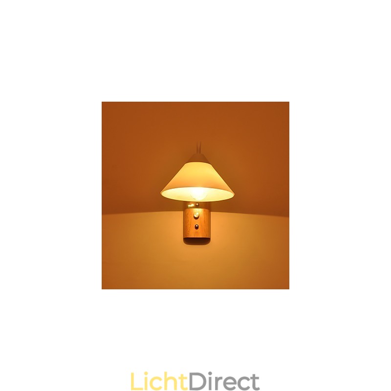Eenvoudige wandlamp, nachtkastje, bureaulamp met glazen kap en massief hout voor slaapkamer, ladekast, woonkamer, babykamer, studentenkamer, salontafel, boekenkast