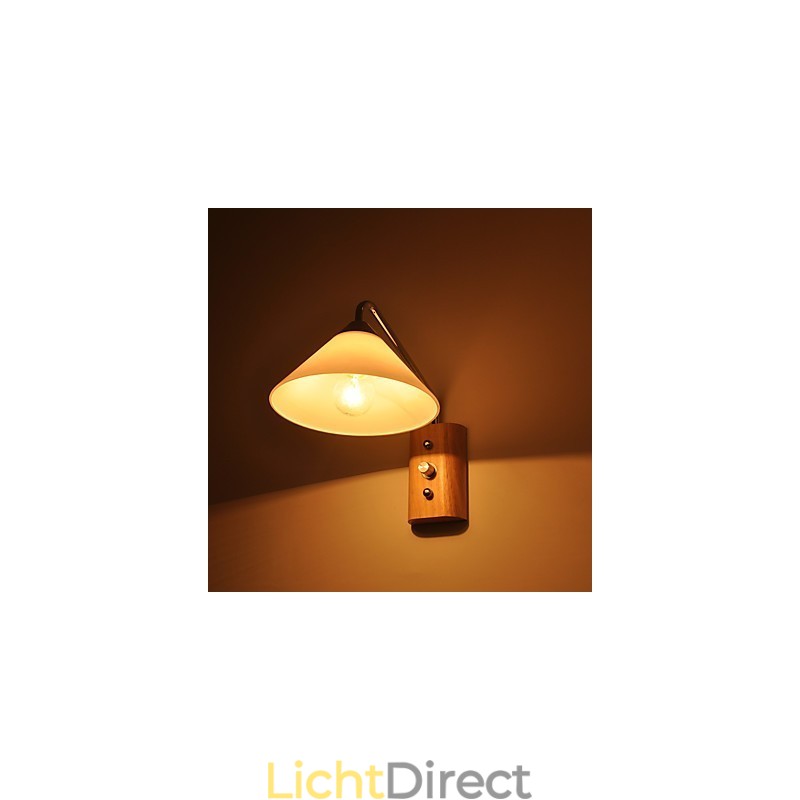 Eenvoudige wandlamp, nachtkastje, bureaulamp met glazen kap en massief hout voor slaapkamer, ladekast, woonkamer, babykamer, studentenkamer, salontafel, boekenkast