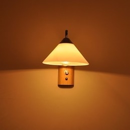 Eenvoudige wandlamp, nachtkastje, bureaulamp met glazen kap en massief hout voor slaapkamer, ladekast, woonkamer, babykamer, studentenkamer, salontafel, boekenkast