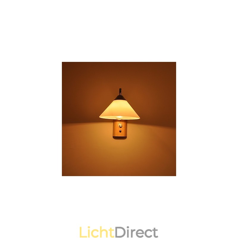 Eenvoudige wandlamp, nachtkastje, bureaulamp met glazen kap en massief hout voor slaapkamer, ladekast, woonkamer, babykamer, studentenkamer, salontafel, boekenkast