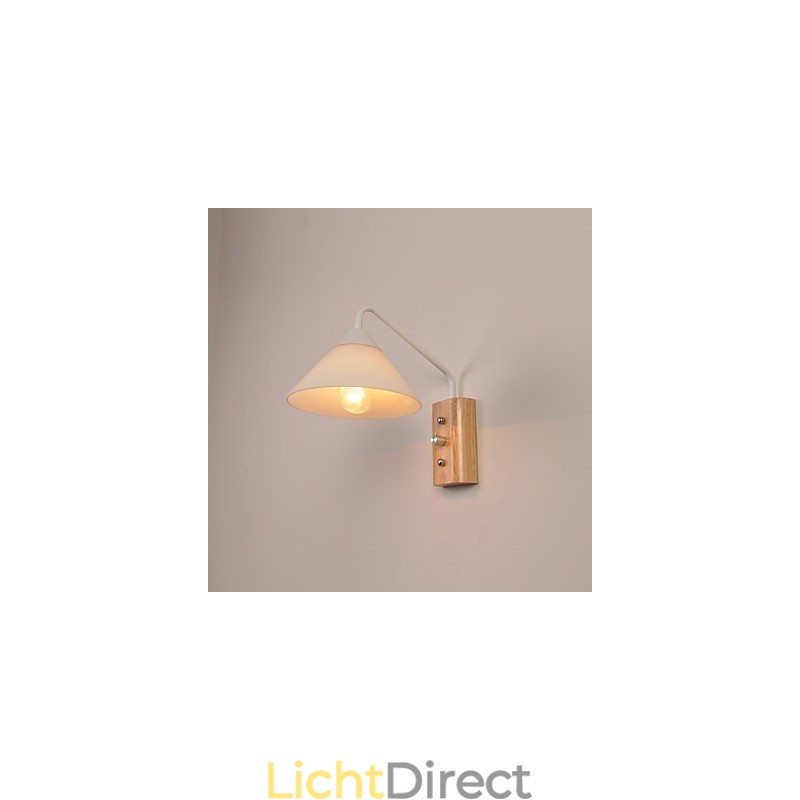 Eenvoudige wandlamp, nachtkastje, bureaulamp met glazen kap en massief hout voor slaapkamer, ladekast, woonkamer, babykamer, studentenkamer, salontafel, boekenkast