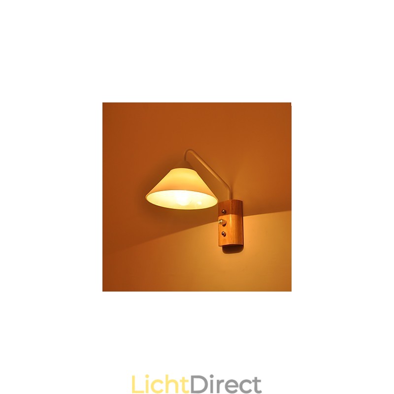 Eenvoudige wandlamp, nachtkastje, bureaulamp met glazen kap en massief hout voor slaapkamer, ladekast, woonkamer, babykamer, studentenkamer, salontafel, boekenkast