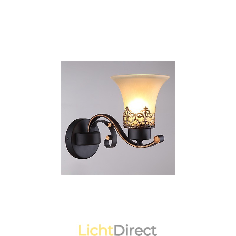 Enkele kop Amerikaanse landelijke vintage metalen wandlamp met glas voor de kantine, woonkamer, entreehal, decoratieve wandlamp