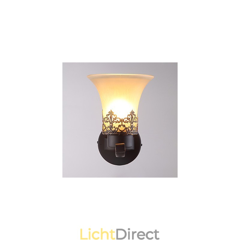 Enkele kop Amerikaanse landelijke vintage metalen wandlamp met glas voor de kantine, woonkamer, entreehal, decoratieve wandlamp