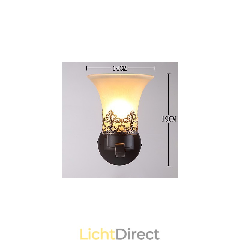 Enkele kop Amerikaanse landelijke vintage metalen wandlamp met glas voor de kantine, woonkamer, entreehal, decoratieve wandlamp