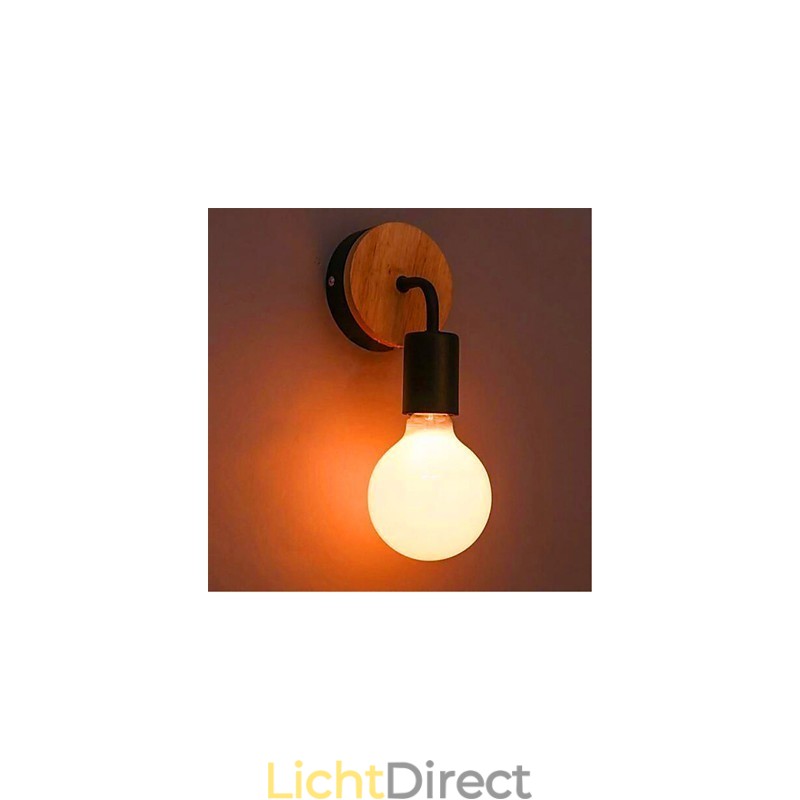 Moderne minimalistische creatieve persoonlijkheid hout ijzer lamp gang balkon slaapkamer nachtkastje ijzer wandlamp