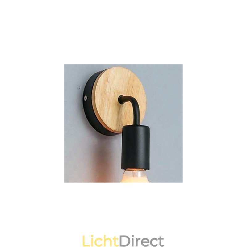 Moderne minimalistische creatieve persoonlijkheid hout ijzer lamp gang balkon slaapkamer nachtkastje ijzer wandlamp