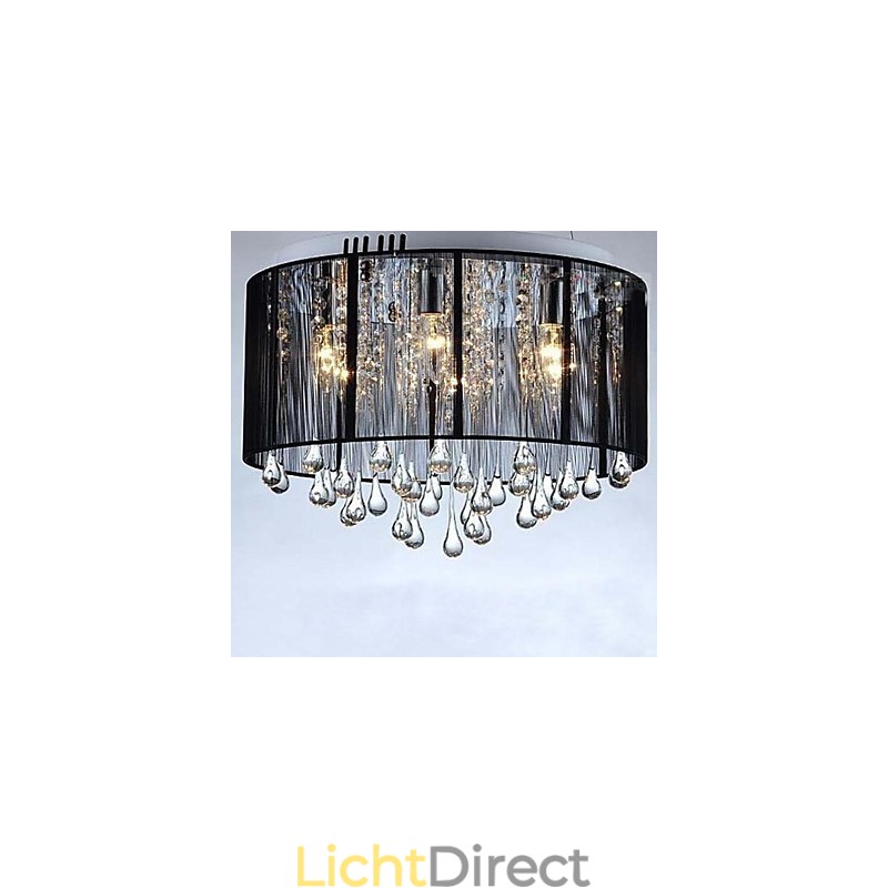 Luxe zwarte kristallen kroonluchter met verlaagd plafond
