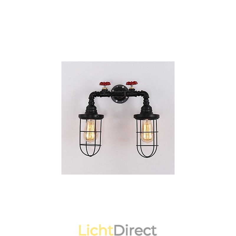 2 koppen retro industriële buis wandlampen eenvoudige loft zwarte vogelkooi metalen eetkamer keuken bar café decoratieve verlichting