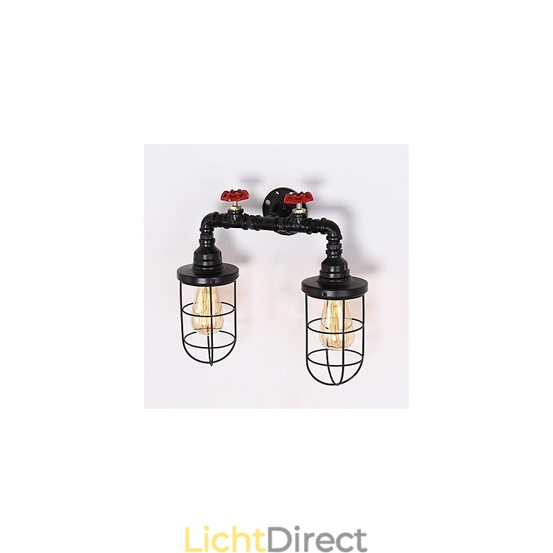 2 koppen retro industriële buis wandlampen eenvoudige loft zwarte vogelkooi metalen eetkamer keuken bar café decoratieve verlichting