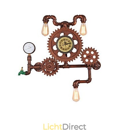 Vintage industriële pijp wandlampen hout tandwielvorm creatieve draaibare verlichting restaurant café bar decoratie verlichting